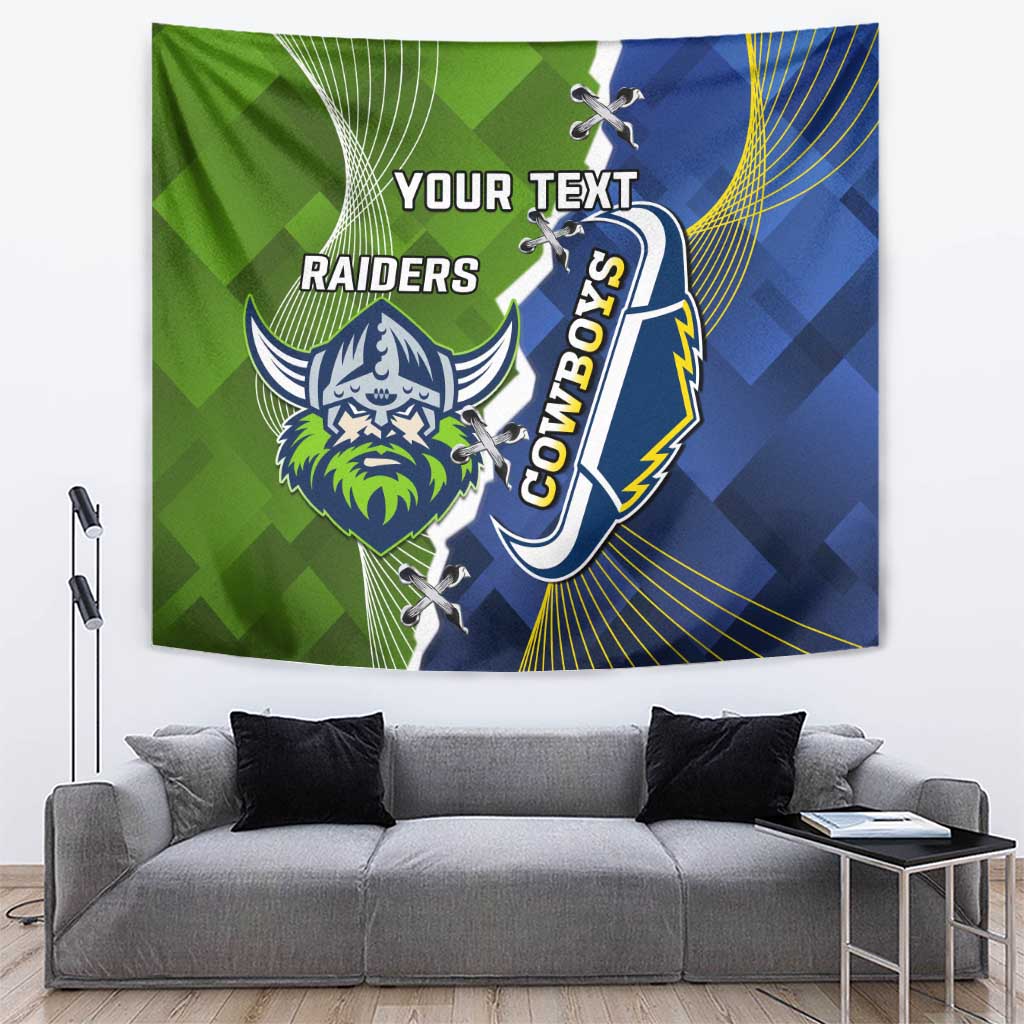 Personalised Cowboys And Raiders Rugby Tapestry Sporty Version