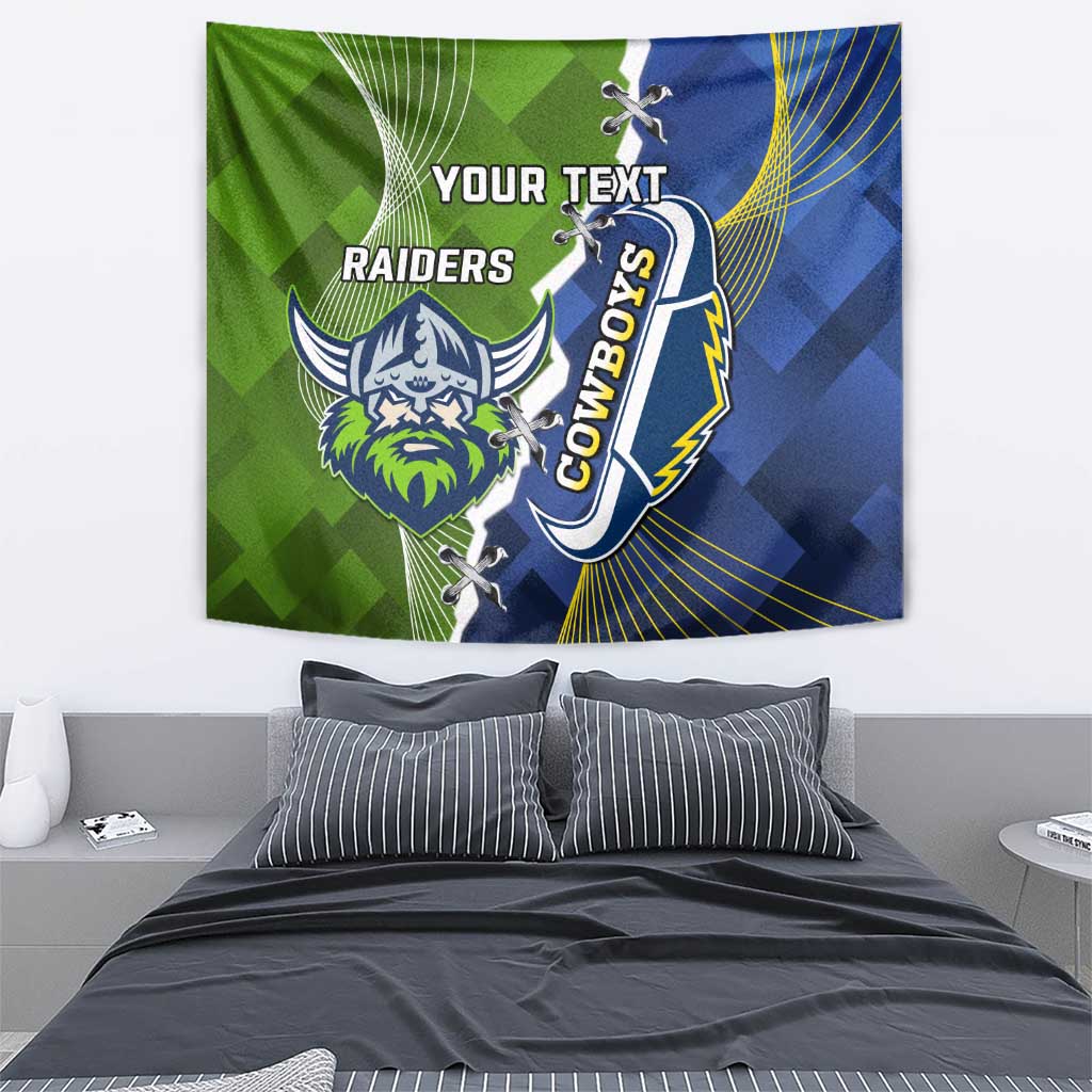 Personalised Cowboys And Raiders Rugby Tapestry Sporty Version