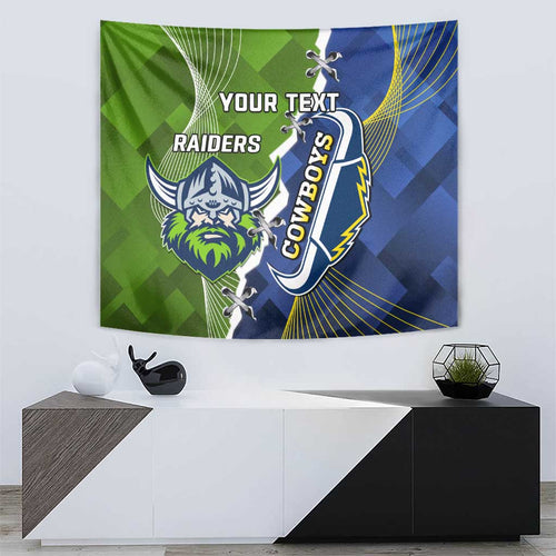 Personalised Cowboys And Raiders Rugby Tapestry Sporty Version