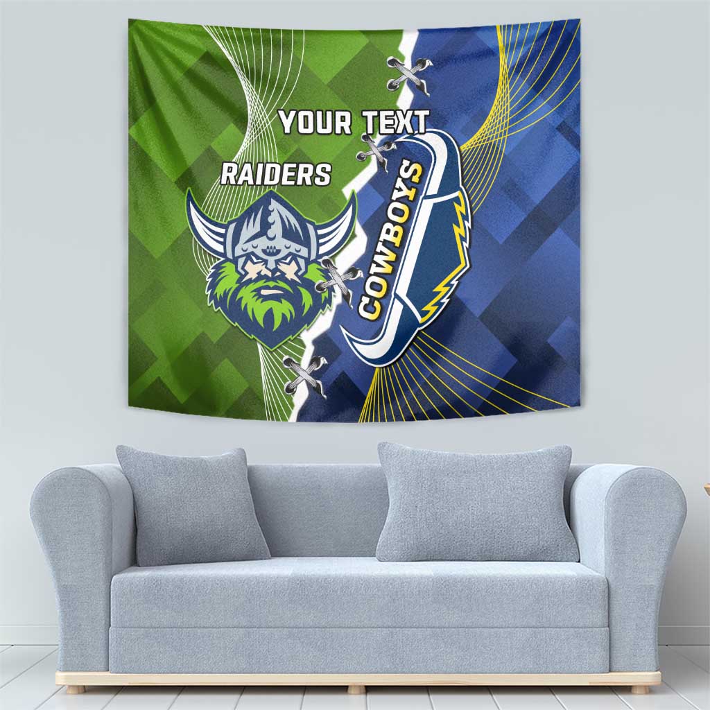 Personalised Cowboys And Raiders Rugby Tapestry Sporty Version