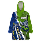 Personalised Cowboys And Raiders Rugby Wearable Blanket Hoodie Sporty Version