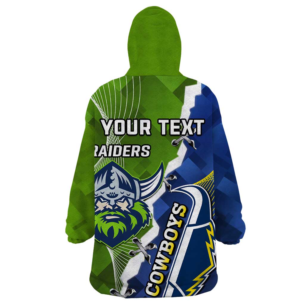 Personalised Cowboys And Raiders Rugby Wearable Blanket Hoodie Sporty Version