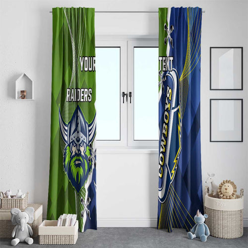Personalised Cowboys And Raiders Rugby Window Curtain Sporty Version
