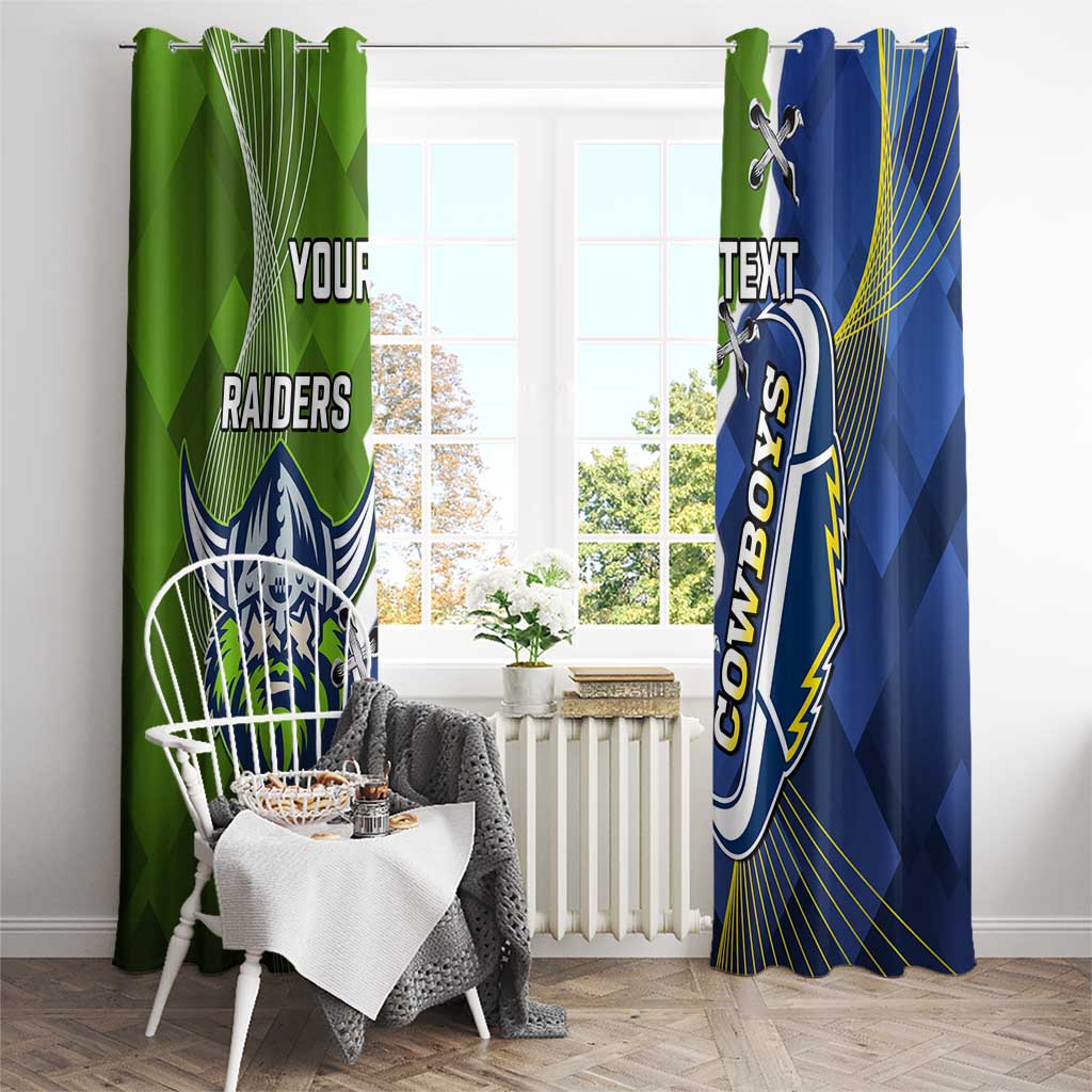 Personalised Cowboys And Raiders Rugby Window Curtain Sporty Version