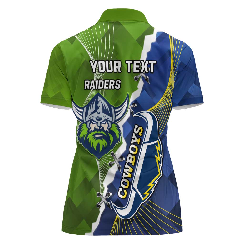 Personalised Cowboys And Raiders Rugby Women Polo Shirt Sporty Version