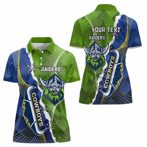 Personalised Cowboys And Raiders Rugby Women Polo Shirt Sporty Version