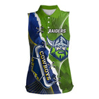 Personalised Cowboys And Raiders Rugby Women Sleeveless Polo Shirt Sporty Version