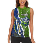 Personalised Cowboys And Raiders Rugby Women Sleeveless Polo Shirt Sporty Version