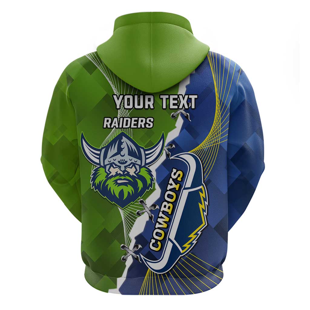 Personalised Cowboys And Raiders Rugby Zip Hoodie Sporty Version
