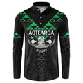 Personalised Aotearoa Rugby Button Sweatshirt New Zealand Maori Kete Matauranga Pattern