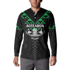 Personalised Aotearoa Rugby Button Sweatshirt New Zealand Maori Kete Matauranga Pattern