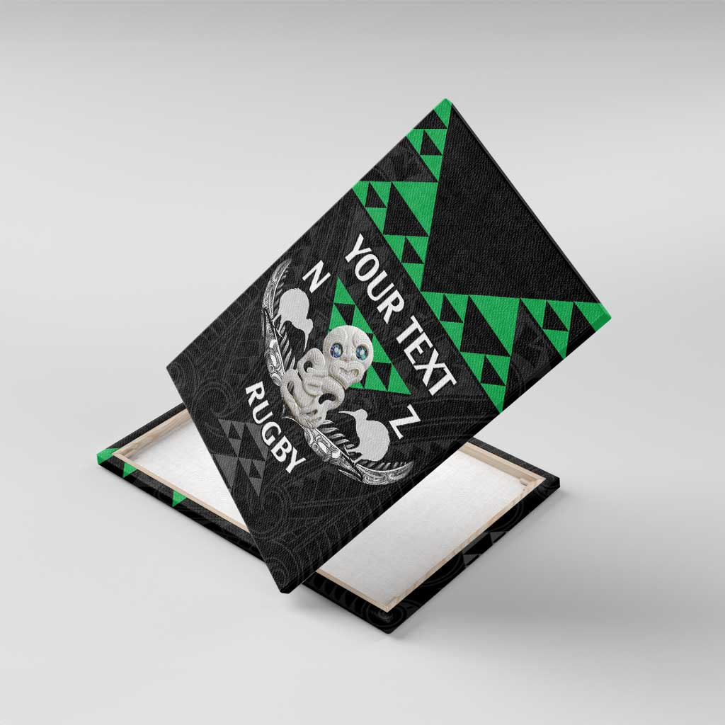 Personalised Aotearoa Rugby Canvas Wall Art New Zealand Maori Kete Matauranga Pattern