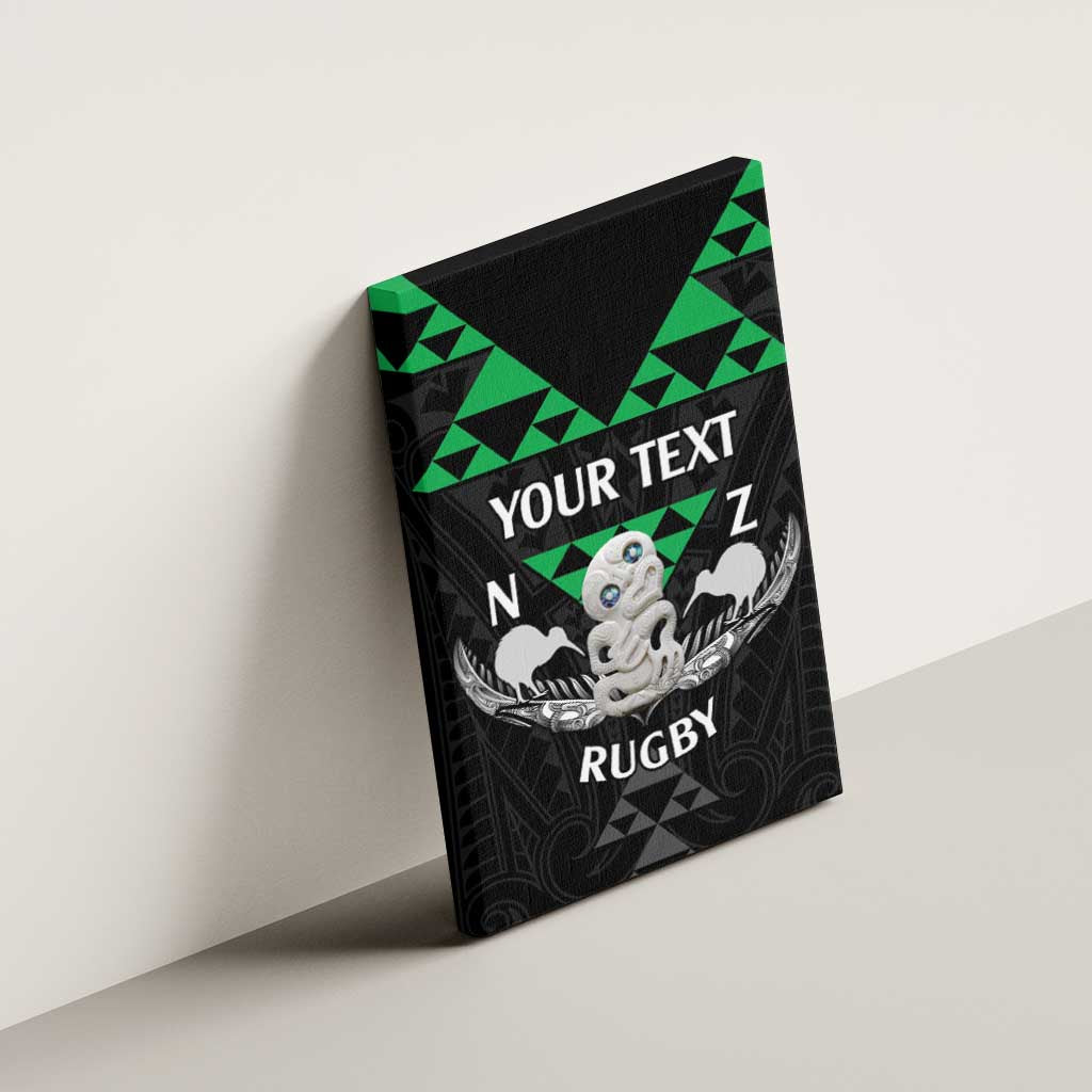 Personalised Aotearoa Rugby Canvas Wall Art New Zealand Maori Kete Matauranga Pattern