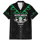 Personalised Aotearoa Rugby Family Matching Off Shoulder Maxi Dress and Hawaiian Shirt New Zealand Maori Kete Matauranga Pattern