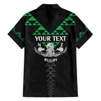 Personalised Aotearoa Rugby Family Matching Off Shoulder Maxi Dress and Hawaiian Shirt New Zealand Maori Kete Matauranga Pattern