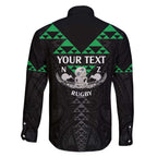 Personalised Aotearoa Rugby Family Matching Off Shoulder Maxi Dress and Hawaiian Shirt New Zealand Maori Kete Matauranga Pattern