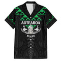 Personalised Aotearoa Rugby Family Matching Off Shoulder Short Dress and Hawaiian Shirt New Zealand Maori Kete Matauranga Pattern