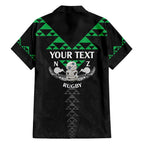 Personalised Aotearoa Rugby Family Matching Short Sleeve Bodycon Dress and Hawaiian Shirt New Zealand Maori Kete Matauranga Pattern