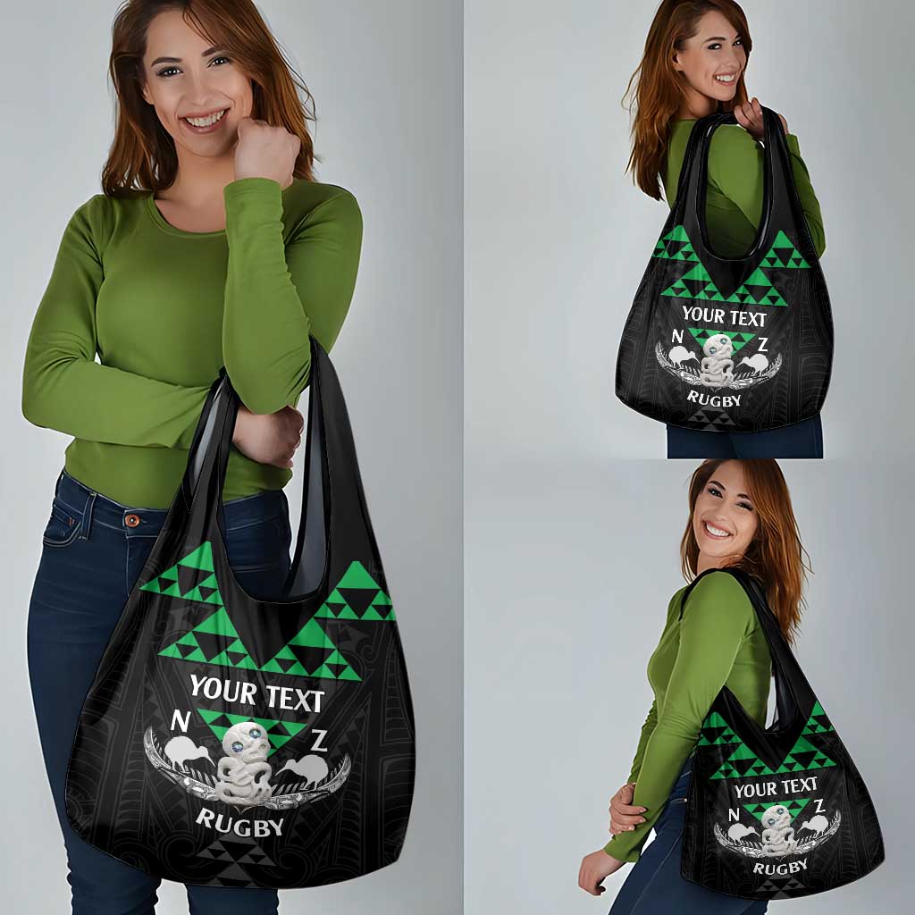 Personalised Aotearoa Rugby Grocery Bag New Zealand Maori Kete Matauranga Pattern