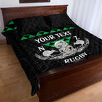 Personalised Aotearoa Rugby Quilt Bed Set New Zealand Maori Kete Matauranga Pattern