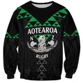 Personalised Aotearoa Rugby Sweatshirt New Zealand Maori Kete Matauranga Pattern