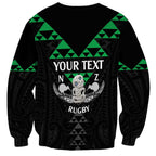 Personalised Aotearoa Rugby Sweatshirt New Zealand Maori Kete Matauranga Pattern