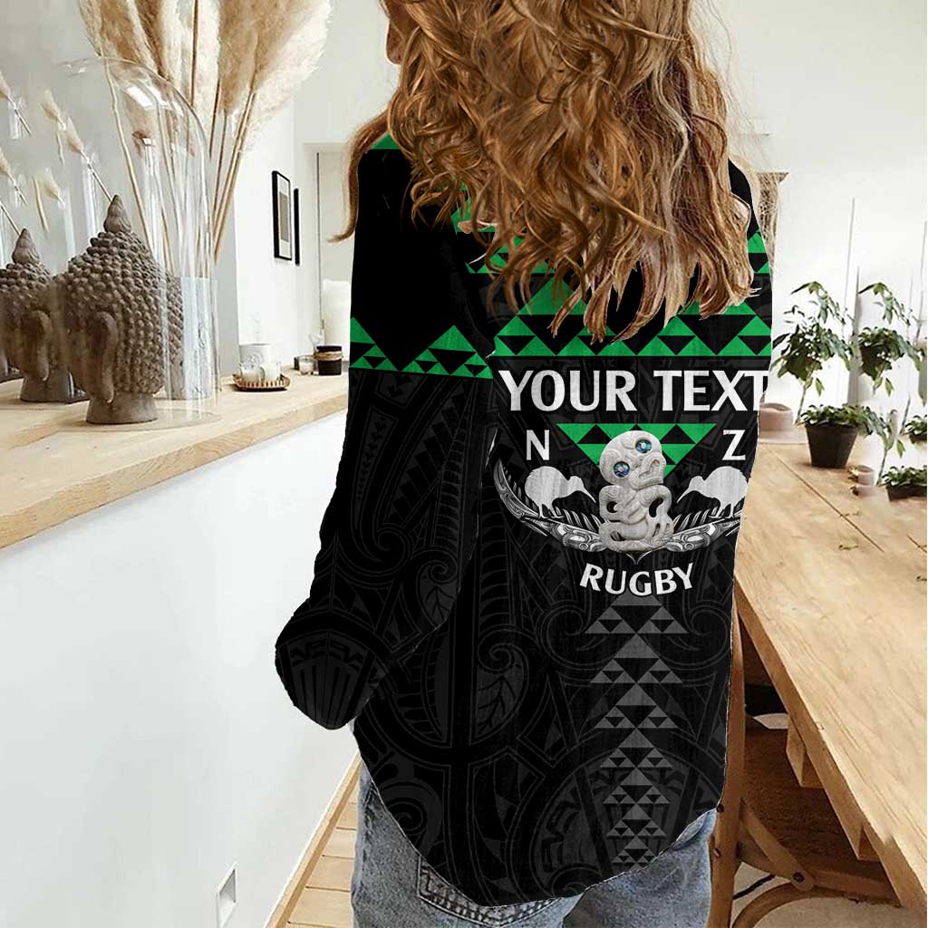 Personalised Aotearoa Rugby Women Casual Shirt New Zealand Maori Kete Matauranga Pattern