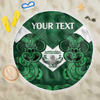 Custom Aotearoa Rugby Beach Blanket New Zealand Maori Kete Poutama Pattern