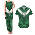 Custom Aotearoa Rugby Couples Matching Tank Maxi Dress and Hawaiian Shirt New Zealand Maori Kete Poutama Pattern