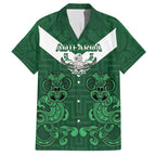 Custom Aotearoa Rugby Family Matching Off The Shoulder Long Sleeve Dress and Hawaiian Shirt New Zealand Maori Kete Poutama Pattern