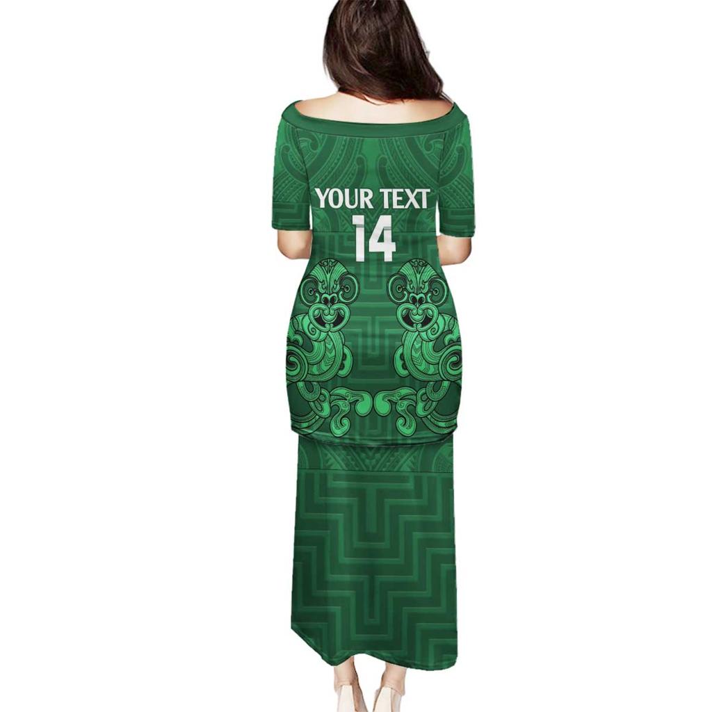 Custom Aotearoa Rugby Family Matching Puletasi and Hawaiian Shirt New Zealand Maori Kete Poutama Pattern