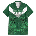 Custom Aotearoa Rugby Family Matching Short Sleeve Bodycon Dress and Hawaiian Shirt New Zealand Maori Kete Poutama Pattern