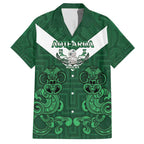 Custom Aotearoa Rugby Family Matching Short Sleeve Bodycon Dress and Hawaiian Shirt New Zealand Maori Kete Poutama Pattern