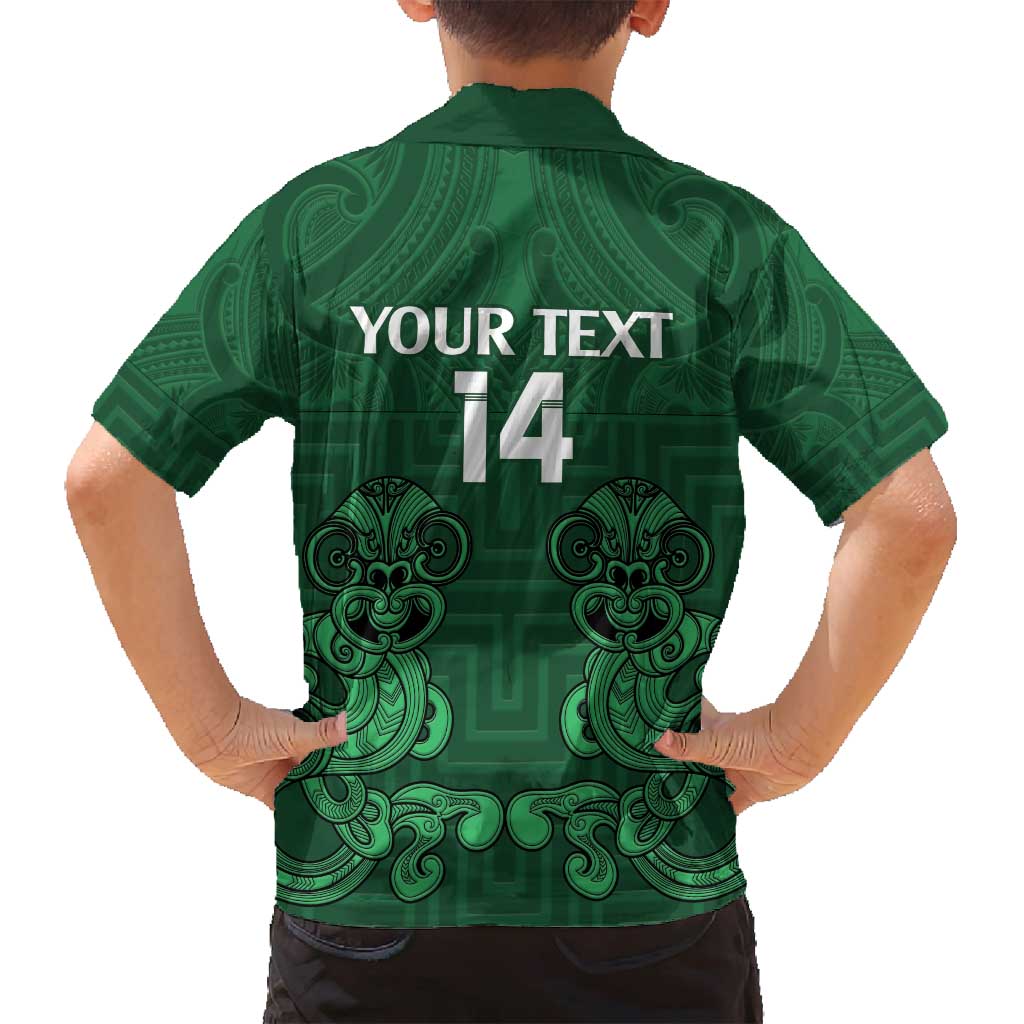 Custom Aotearoa Rugby Family Matching Tank Maxi Dress and Hawaiian Shirt New Zealand Maori Kete Poutama Pattern