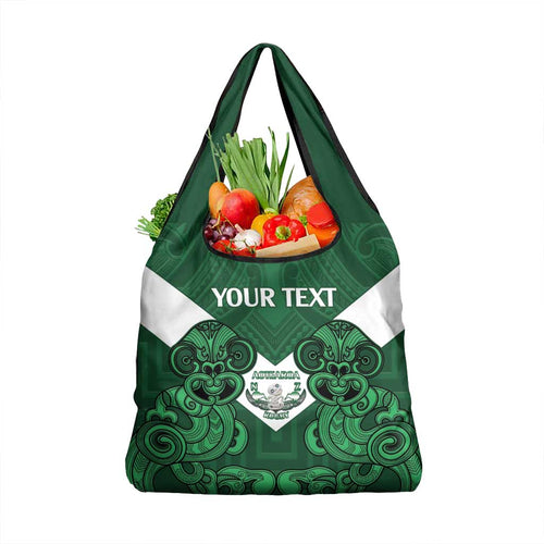 Custom Aotearoa Rugby Grocery Bag New Zealand Maori Kete Poutama Pattern