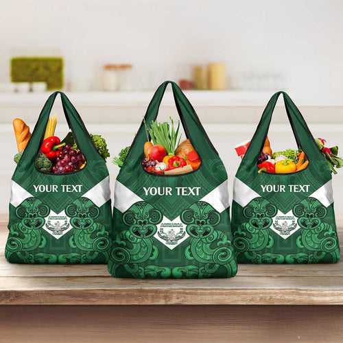 Custom Aotearoa Rugby Grocery Bag New Zealand Maori Kete Poutama Pattern