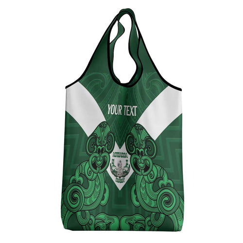 Custom Aotearoa Rugby Grocery Bag New Zealand Maori Kete Poutama Pattern