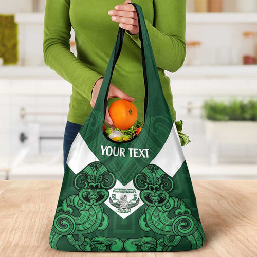 Custom Aotearoa Rugby Grocery Bag New Zealand Maori Kete Poutama Pattern