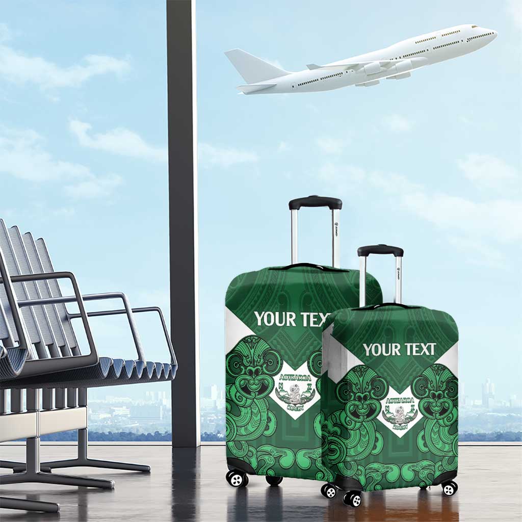 Custom Aotearoa Rugby Luggage Cover New Zealand Maori Kete Poutama Pattern