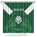 Custom Aotearoa Rugby Shower Curtain New Zealand Maori Kete Poutama Pattern