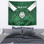 Custom Aotearoa Rugby Tapestry New Zealand Maori Kete Poutama Pattern
