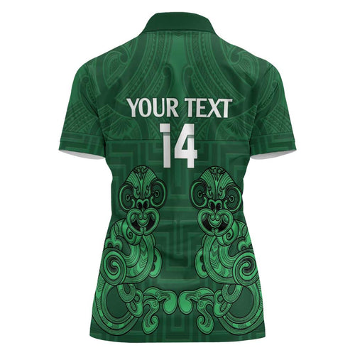 Custom Aotearoa Rugby Women Polo Shirt New Zealand Maori Kete Poutama Pattern