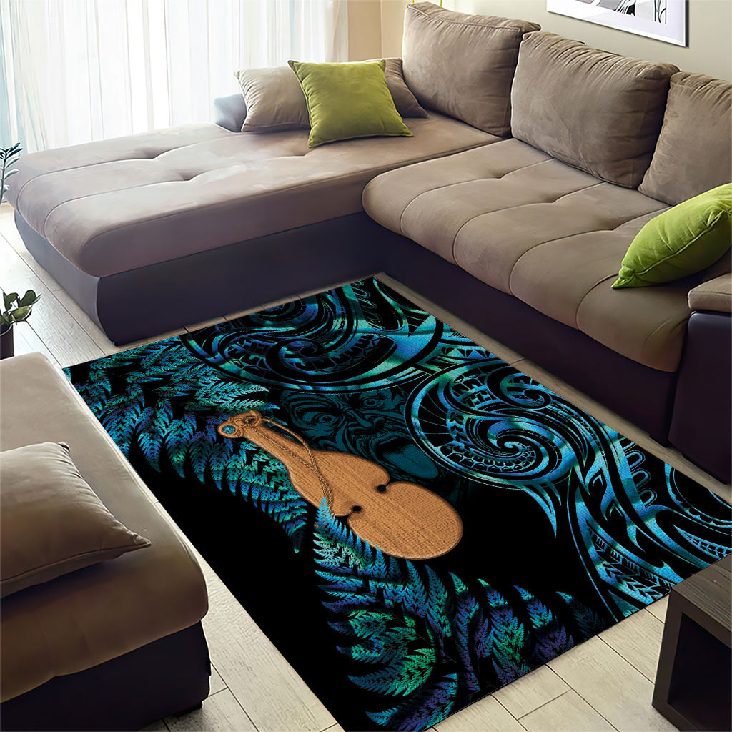 Kotiate New Zealand Area Rug Maori Weapon Paua Shell Haka Fern