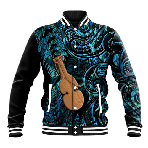 Kotiate New Zealand Baseball Jacket Maori Weapon Paua Shell Haka Fern