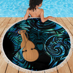 Kotiate New Zealand Beach Blanket Maori Weapon Paua Shell Haka Fern