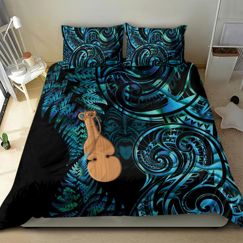 Kotiate New Zealand Bedding Set Maori Weapon Paua Shell Haka Fern