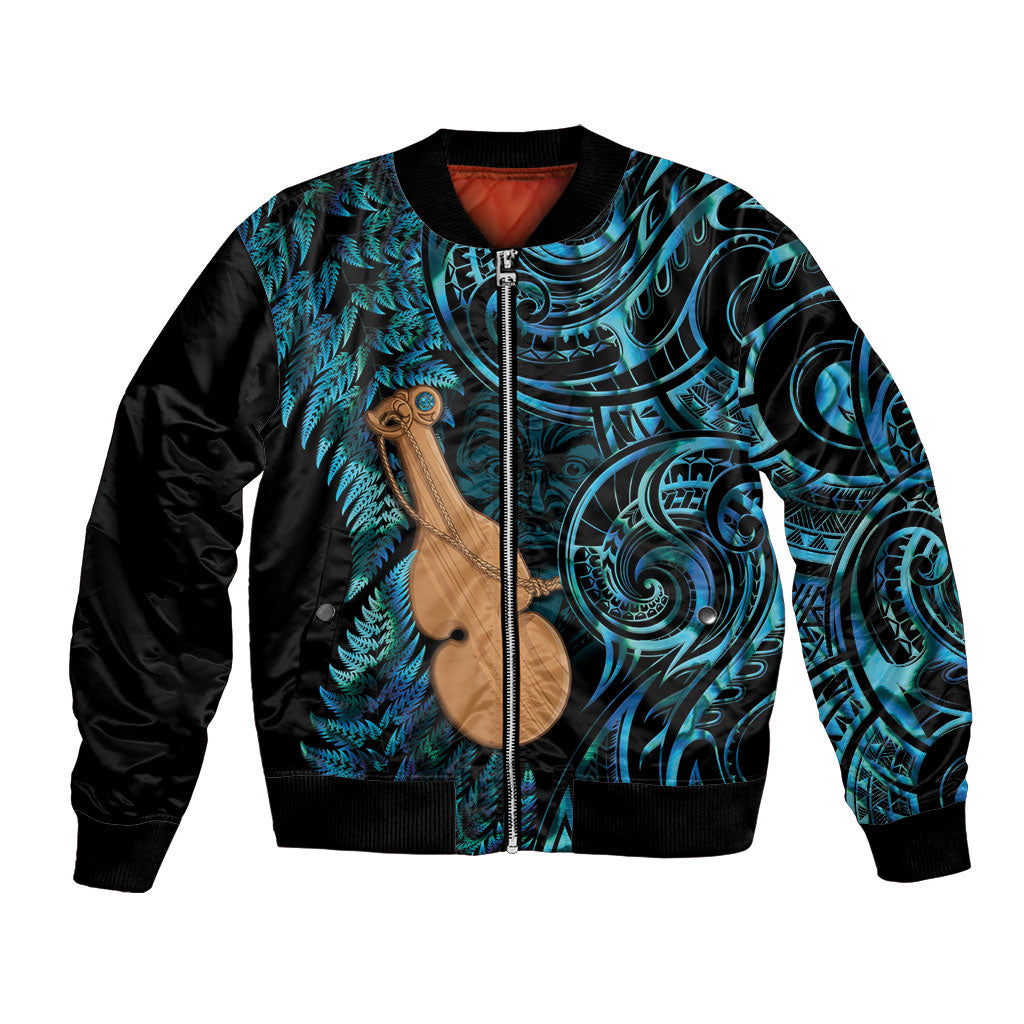 Kotiate New Zealand Bomber Jacket Maori Weapon Paua Shell Haka Fern