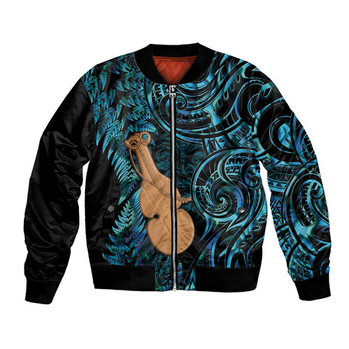 Kotiate New Zealand Bomber Jacket Maori Weapon Paua Shell Haka Fern