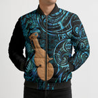 Kotiate New Zealand Bomber Puffer Jacket Maori Weapon Paua Shell Haka Fern