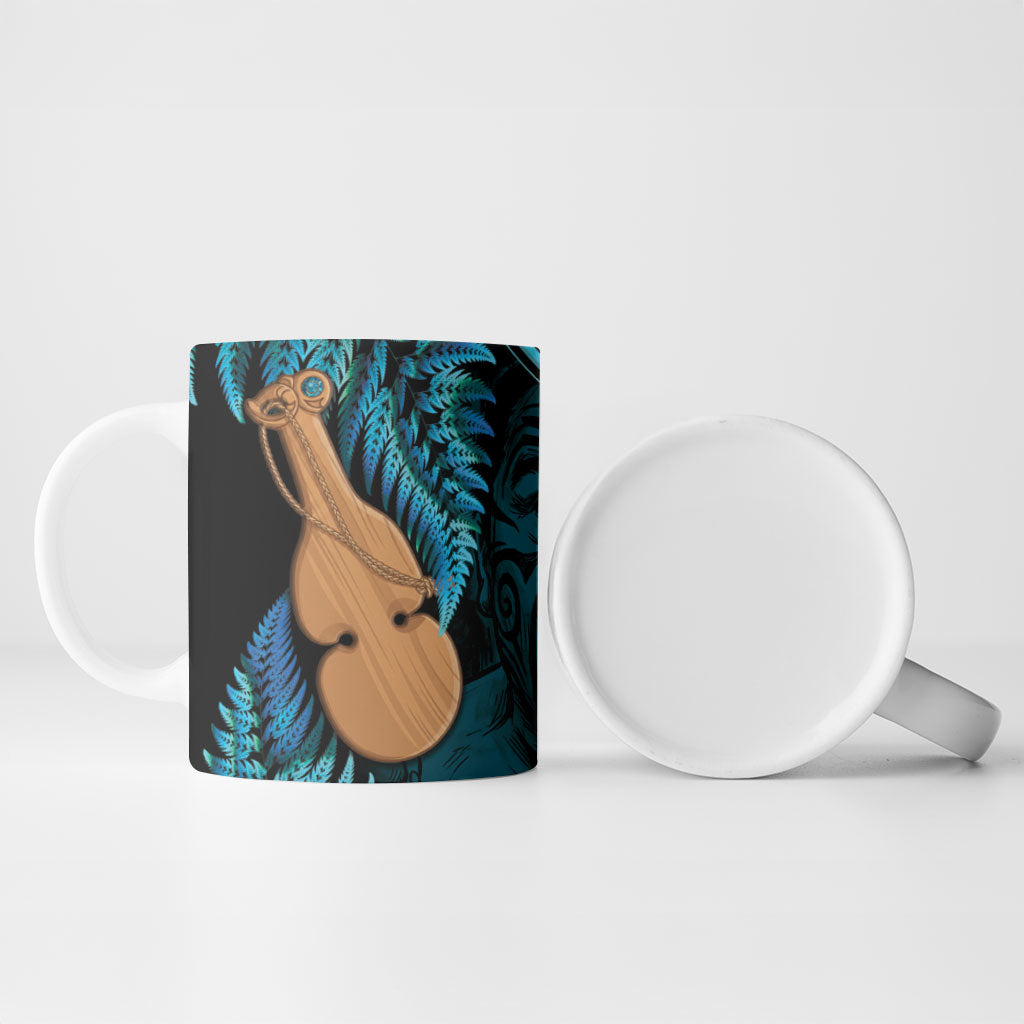 Kotiate New Zealand Ceramic Mug Maori Weapon Paua Shell Haka Fern